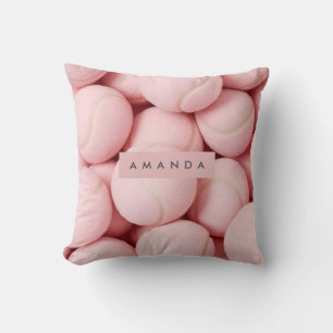 Personalized Pastel Chic Pink Tennis Ball Throw Pillow