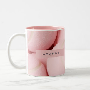 Personalized Pastel Chic Pink Tennis Ball  Two-Tone Coffee Mug