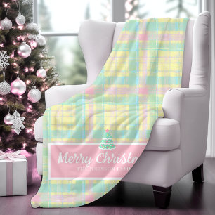 Personalized Pastel Christmas Sherpa Blanket
