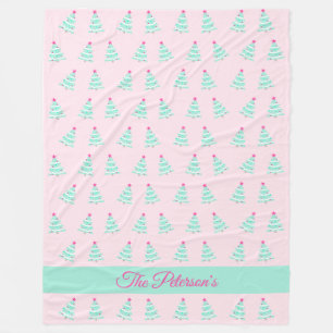 Personalized Pastel Christmas Throw Blanket
