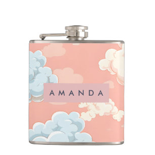 Personalized Pastel Cloud Dreamscape  Hip Flask