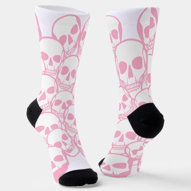 Personalized Pastel Colour Skull pattern  Socks (Angled)