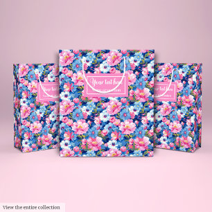 Personalized pastel colours preppy flower gift pac medium gift bag