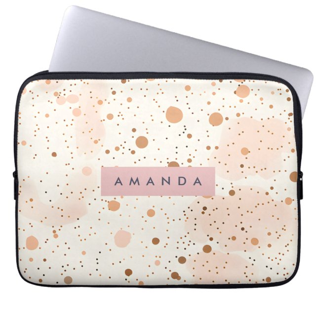 Personalized Pastel Confetti Dot Style Laptop Sleeve (Front)