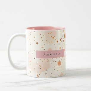 Personalized Pastel Confetti Dot Style Two-Tone Coffee Mug