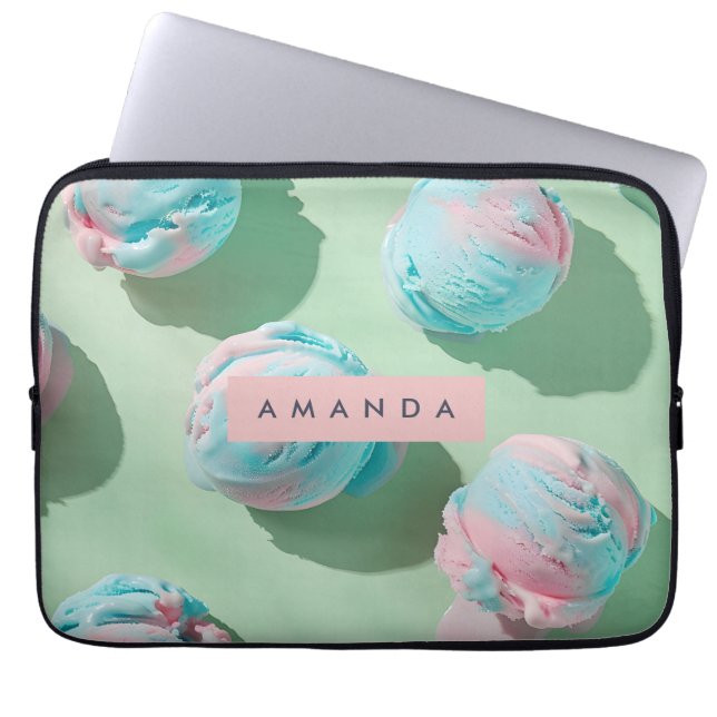 Personalized Pastel Cotton Candy Dream Aesthetic Laptop Sleeve (Front)