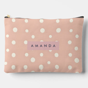 Personalized Pastel Cream Dots on Blush Accessory Pouch