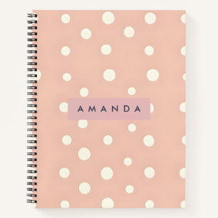 Personalized Pastel Cream Dots on Blush Notebook