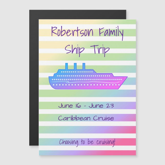 Personalized Pastel Cruise Theme Stateroom Magnet (Front/Back)