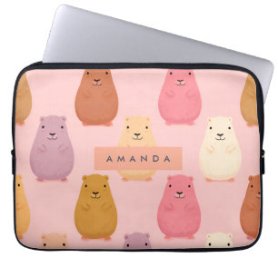 Personalized Pastel Cute Capybara Pattern  Laptop Sleeve