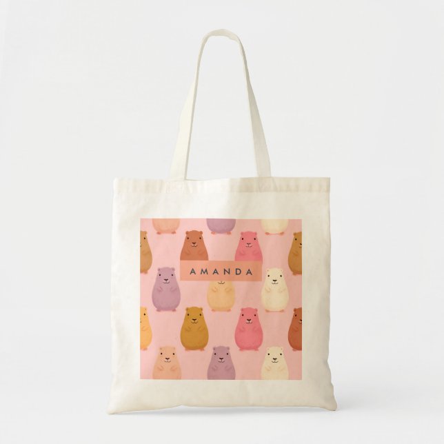 Personalized Pastel Cute Capybara Pattern  Tote Bag (Front)