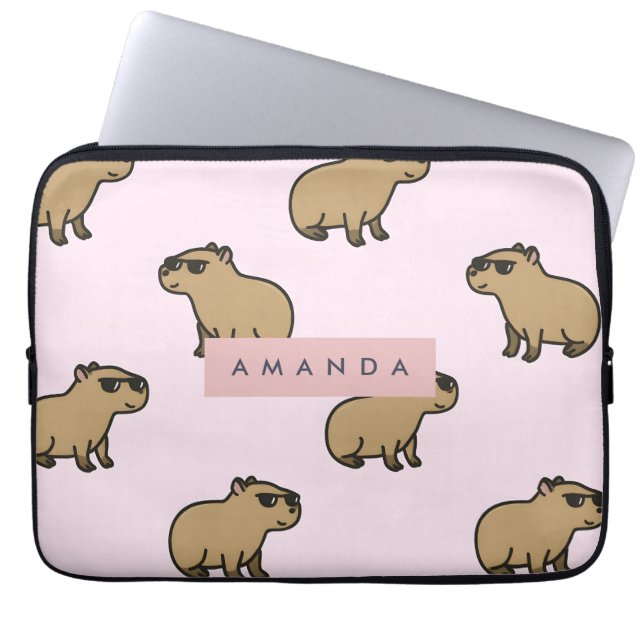 Personalized Pastel Cute Dog Pattern Laptop Sleeve (Front)