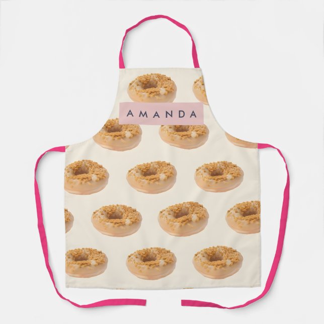 Personalized Pastel Donut Sprinkle Pattern Apron (Front)