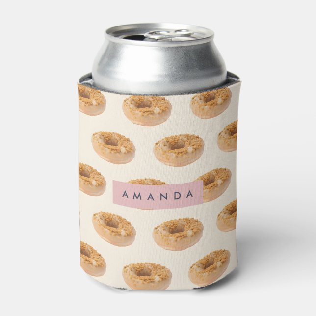 Personalized Pastel Doughnut Sprinkle Pattern Can Cooler (Can Front)