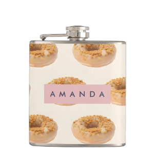 Personalized Pastel Doughnut Sprinkle Pattern Hip Flask