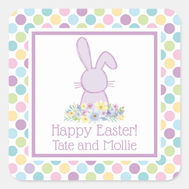 Personalized Pastel Easter Bunny Sticker (Front)