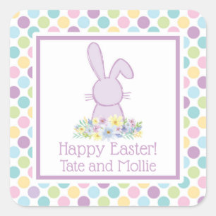 Personalized Pastel Easter Bunny Sticker