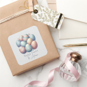 Personalized Pastel Easter Egg Square Stickers
