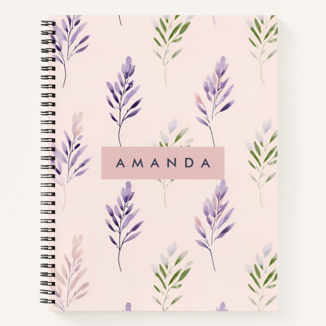 Personalized Pastel Elegant Lavender Pastel Notebook (Front)