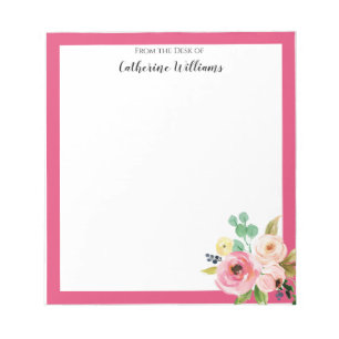 Personalized Pastel Floral Boho Name Stationery Notepad