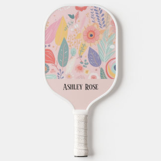 Personalized Pastel Floral Custom Name Gift Pickleball Paddle