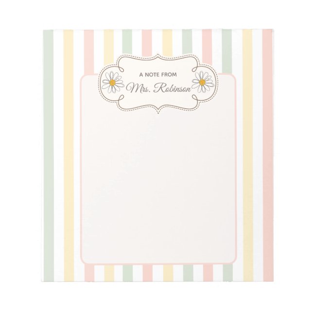 Personalized Pastel Floral | Custom Name Writing  Notepad (Front)