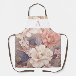 Personalized Pastel Floral Design with Monogram Apron