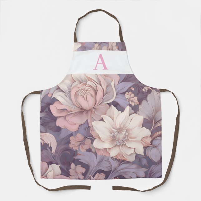 Personalized Pastel Floral Design with Monogram Apron (Front)