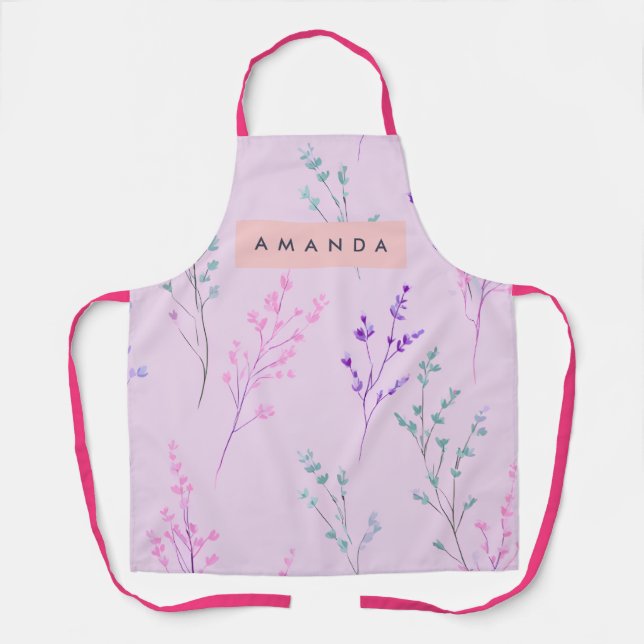 Personalized Pastel Floral, Elegant  Apron (Front)