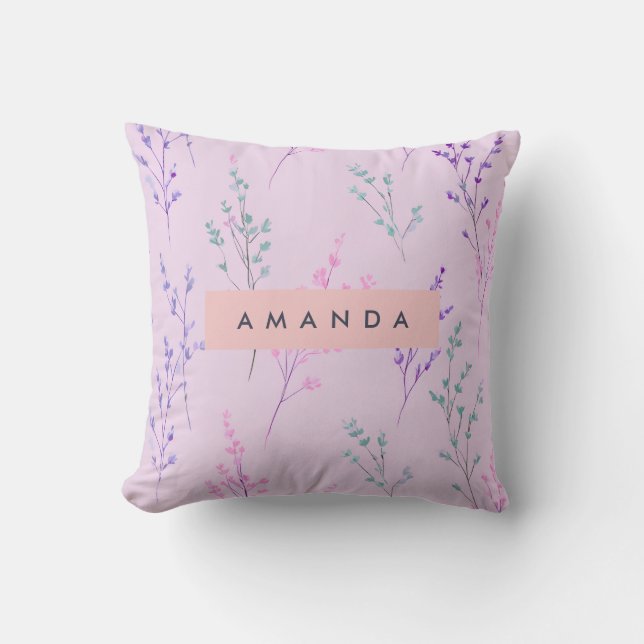 Personalized Pastel Floral, Elegant  Throw Pillow (Front)