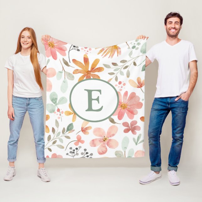 Personalized Pastel Floral Fleece Blanket (In Situ)