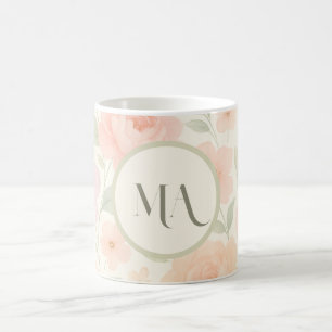 Personalized Pastel Floral Mug with Monogram