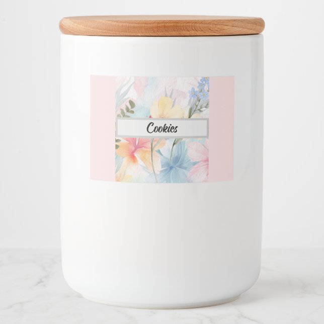 personalized pastel flower food label (Front)