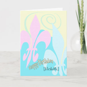 Personalized Pastel Flower of Lis Art Birthday Card