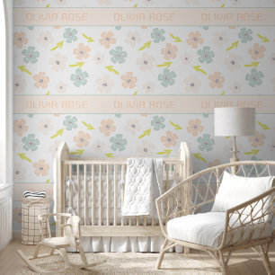 Personalized Pastel Flowers Baby Name Wallpaper