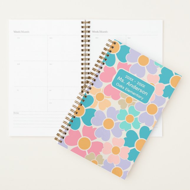 Personalized Pastel Flowers School Planner (Display)