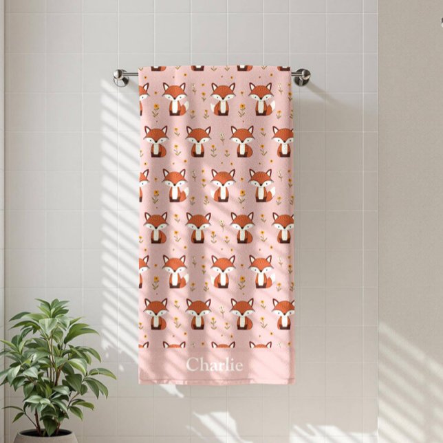 Personalized Pastel Fox Kids Beach Towel (Creator Uploaded)