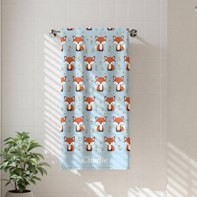 Personalized Pastel Fox Kids Beach Towel (Creator Uploaded)