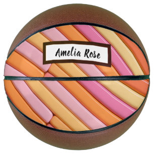 Personalized Pastel Geometric Abstract Basketball