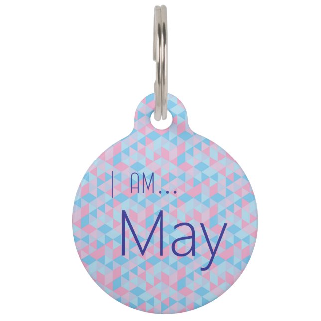 Personalized Pastel Geometric Pattern pet ID tag (Front)
