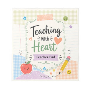 Personalized Pastel Gingham Teaching With Heart Notepad