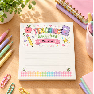 Personalized Pastel Gingham Teaching With Heart  Notepad