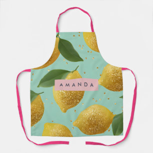 Personalized Pastel Glitter Lemon Style Apron