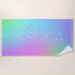 Personalized Pastel Gradient Beach Towel