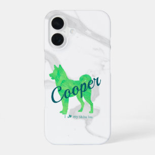 Personalized Pastel Green Shiba Inu Dog 柴犬 iPhone 16 Case