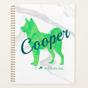 Personalized Pastel Green Shiba Inu Dog Custom Planner