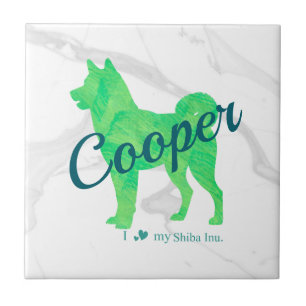 Personalized Pastel Green Shiba Inu Dog Custom Tile