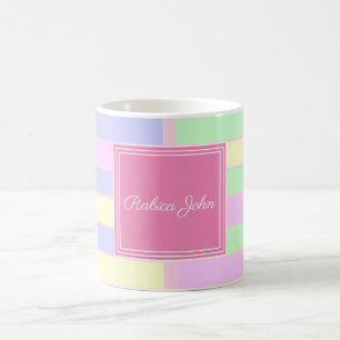 Personalized Pastel Grid Name  Custom Elegant Gift Coffee Mug