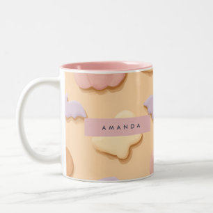 Personalized Pastel Halloween Cookie Ghost Bat Two-Tone Coffee Mug