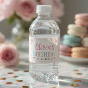 Personalized Pastel Ice Cream Birthday Water Bottle Label